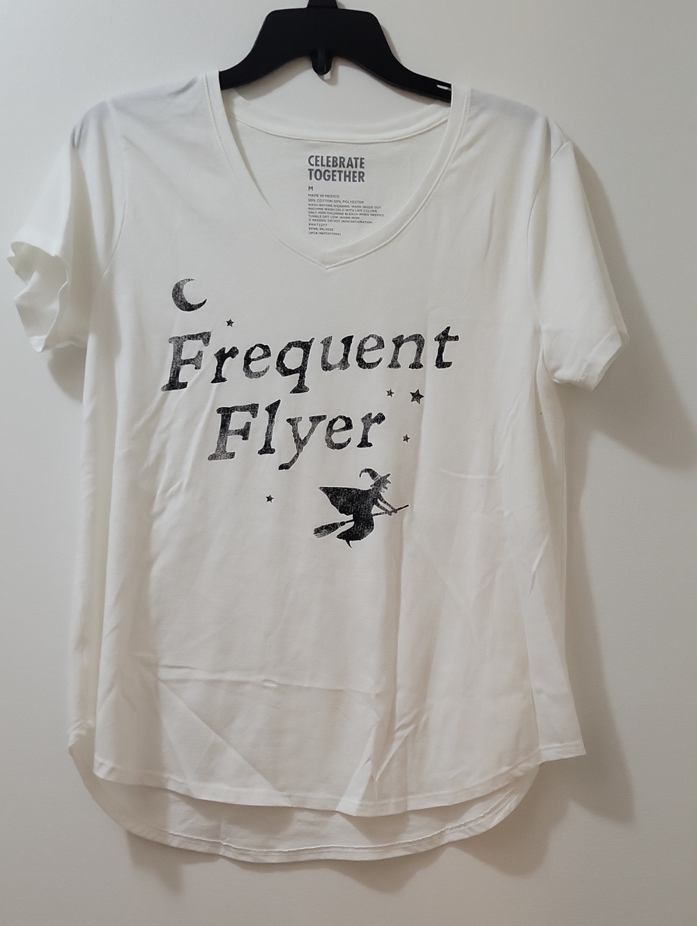 White 'Frequent Flyer' Graphic V-Neck Tee